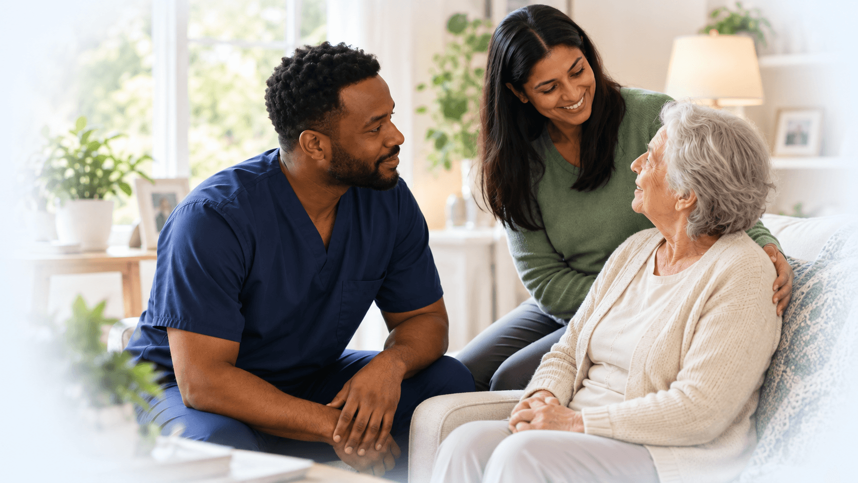 A compassionate home-healthcare conversation